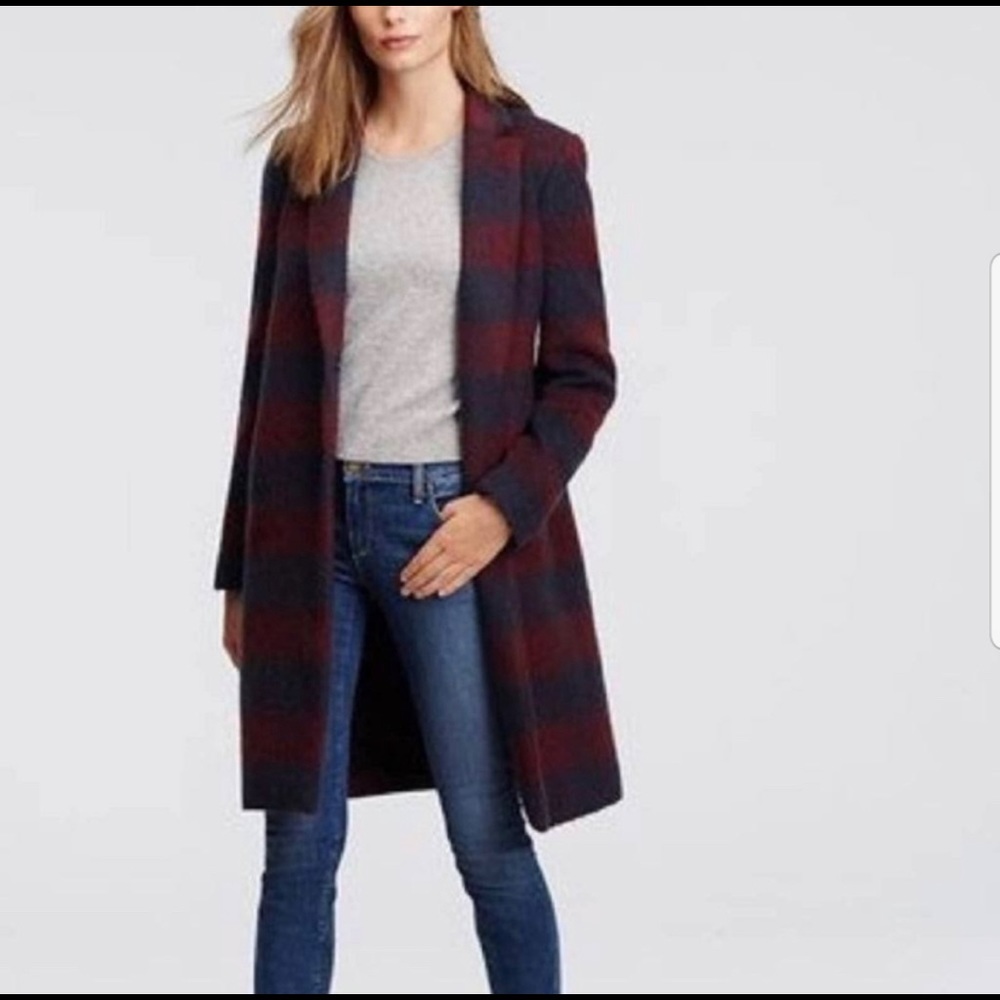 ANN TAYLOR Brushed Plaid Coat